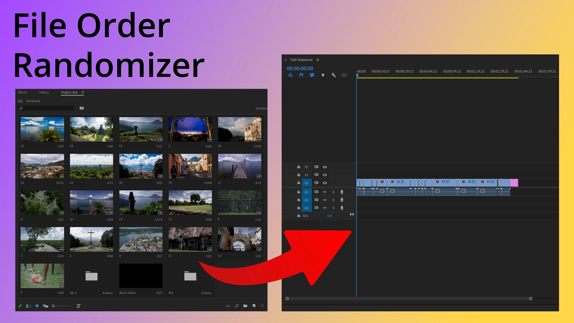 File Order Randomizer extension in Adobe Premiere Pro